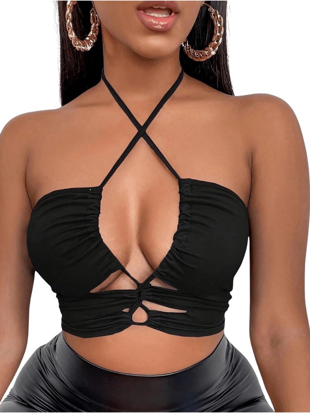 Black Crisscross Crop Top